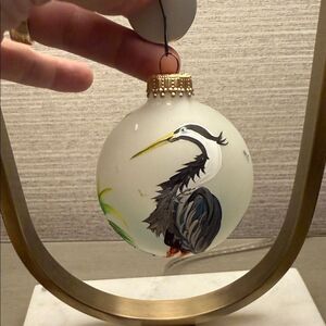 Hand-Painted Heron Bird Christmas Holiday Ornament